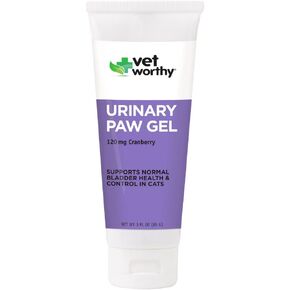Vet Worthy Urinary Paw Gel for Cats - Cat Supplement to Support Healthy Urinary Tract and Bladder Health - Feline Supplement with Cranberry Extract, L-Lysine and Vitamin C - Salmon Flavor, 3oz