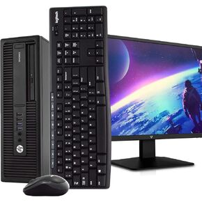 HP EliteDesk 800G2 Desktop Computer PC, Intel Quad-Core i5, 500GB HDD Storage, 8GB DDR4 RAM, Windows 10 Pro, DVD, WiFi, New 24in Monitor, Wireless Keyboard and Mouse (Renewed)