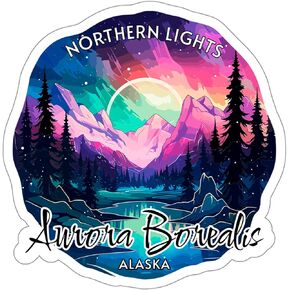 No Thorns Media Northern Lights Aurora Borealis Sticker Alaska Window Camp Decal Vinyl Small Waterproof Bottle Mug Passport Book Scrapbook Notebook Laptop Tumbler Skateboard Computer Size 4" Gift