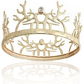 King Crown Medieval Retro Antler Round Crown For Wedding Birthday Pageant Cosplay Party Halloween