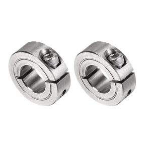 uxcell 2pcs Single Split Clamp-On Shaft Collar 5/8" Bore One-Piece Clamping Collar, 1-5/16" OD, 7/16" Width, 304 Stainless Steel Axle Collar Clamp, Set Screw Style