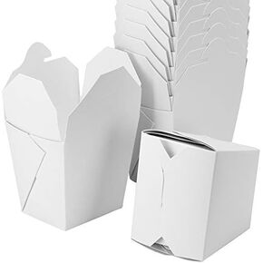 100% Recyclable 16oz White Chinese Take Out Boxes 50pk. Leakproof Greaseproof To Go Containers For Restaurants Event Parties Food Service. Best Value Bulk Pack Microwaveable and Stackable Meal Pails.