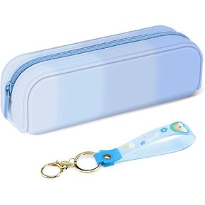 FINPAC Silicone Pencil Case with Wristlet, Big Capacity Zipper Pencil Pouch, Portable Pen Bag for Students Women, Bible Journaling Supplies and Accessories, Makeup Bags Organizer, Iris Purple