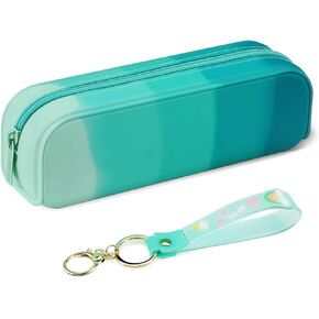 FINPAC Silicone Pencil Case with Wristlet, Big Capacity Zipper Pencil Pouch, Portable Pen Bag for Students Women, Bible Journaling Supplies and Accessories, Makeup Bags Organizer, Iris Purple