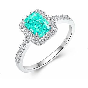 S925 Silver Blue Sapphire Ring, Engagement Rings for Women, Adorned with Moissanite Accents, Square Design for Anniversary, Wedding