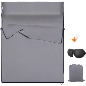 BREENHILL Sleeping Bag Liner,Adult Sleep Sack & Travel Sheets,Travel Sleep Sack for Backpacking, Hotels & Hostels - Lightweight Single & Double Travel Sheet Camping Sheets,Has Full Length Zipper
