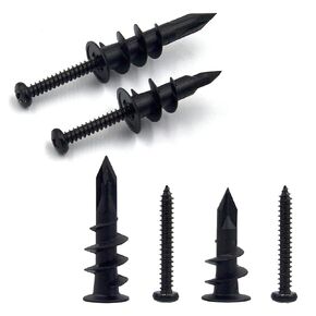 ISPINNER 20pcs #6#8 Black Self Drilling Plastic Drywall Anchors with Screws, Self Tapping Sheetrock Anchors Hanging and Mounting 50-75lbs (10 Pack)