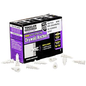 TOGGLER SnapSkru SPM Mini Self-Drilling Drywall Anchor, Glass-Filled Nylon, Made in US, for #6 to #8 Fastener Sizes (Pack of 200)