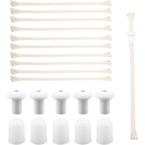 CHGCRAFT 10 Sets Lap Alcohol Burner Lamp Kit Including Plastic Lamp Caps Cotton Cord Wicks Porcelain Wick Holders for Replacement Ceramic Holders Torch Wine Bottle Oil Candle Lamp