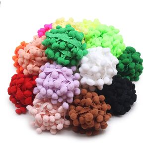 SEMINI 40 Yards Mix Color 10mm Pom Pom Trim Ball Fringe Ribbon Tassel DIY Sewing Accessory Lace for Home Party Decoration