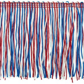 Trims By The Yard 4" Multicolor Chainette Fringe Trim, Polyester-Made Decorative Fringe Trim, for Costumes, Home Decor, and Party Decorations, Durable Fringes, 5-Yard Cut, Red/White/Blue