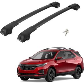 BougeRV Lockable Car Roof Rack Compatible with Chevrolet Equinox & GMC Terrain 2018-2024 (with Factory Side Rails), Aluminum Cross Bar for Rooftop Basket Cargo Carrier Luggage Kayak Bike