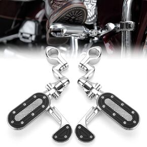 Motorcycle Highway Pegs for 1.25" Engine Guard Adjustable Foot Pegs with Flip-out Heel Rests for Road Glide Street Glide Sportster Road King Electra Glide with 1/4 Highway Bar, Chrome
