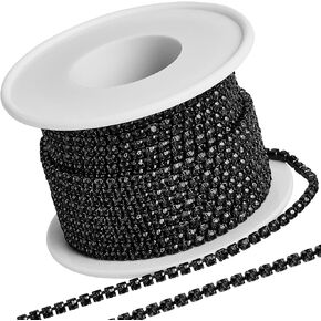 GORGECRAFT 10 Yards 2.5mm Rhinestone Chain Sparkling Crystal Rhinestone Close Claw Chain Trim for DIY Sewing Crafts Jewellery Beading Making Accessories Wedding Decoration, Black