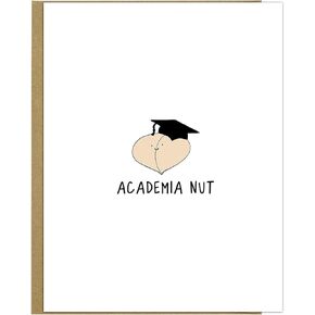 rockdoodles Academia Nut Funny Graduation Card, New Graduate Congratulations Cards - Punny Congrats College & University Graduating Class Greeting Cards For Son and Daughter (Academia Nut)