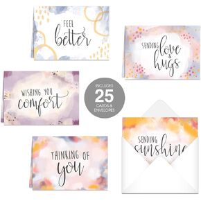 Heartfelt Sympathy Card Pack / 25 Condolences Greeting Cards / 5 Warm Comfort Designs / 4 5/8" x 6 1/4" Peace Note Cards/Made In The USA
