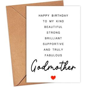DiandDesignGift Godmother Birthday Card - Poem Birthday Card To Amazing Godmother - Birthday Card For Godmother - Mother's Day Gift - Gift For Her - She - Girlfriend - Godmother Card