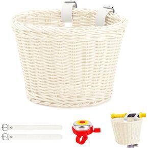 Kids Bike Basket, Bike Baskets for Boys and Girls, Handlebar Bicycle Basket with Bike Bell for Girls Bike Accessories, Front Bike Basket for Kids Bike or Scooter