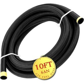 Afa Motors 6AN Fuel Line Hose 20FT Nylon Braided Stainless Steel Fuel Hose CPE Rubber Fuel Line Used For Gas Diesel Engine Oil Hydraulic