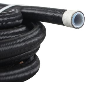 1/4 Fuel Line Hose 4AN 20FT PTFE Teflon E85 Ethanol Fuel Injection line Braided Stainless Steel EFI LS for All Oil Gas Fuel fuel Lube Alcohol Ethanol Coolant Black