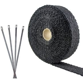 JCP Heat-Resistant Header and Exhaust Pipe-Wrap Kit (Black, 1" Wide - 25ft)