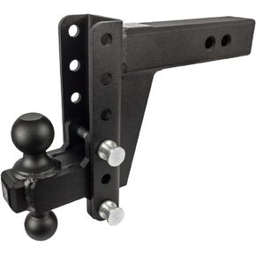 BulletProof Hitches 2.5" Adjustable Heavy Duty Trailer Hitch (22,000lb Rating) - 12" Drop/Rise Trailer Hitch with 2" & 2-5/16" Dual Ball - Black Textured Powder Coat, Solid Steel, Corrosion-Resistant