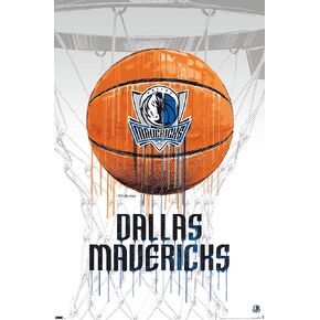 Trends International NBA Dallas Mavericks - Drip Basketball 21 Wall Poster, 14.725" x 22.375", Barnwood Framed Version