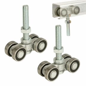 BiJun 4 Wheel Trolley Assembly Roller, Silent unistrut Trolley Roller Stainless Steel with M12 Bolt for Use with 1-5/8" Wide and All1-5/8"Ortaller Strut Channel