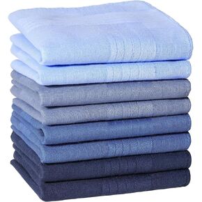 PACGOTH Handkerchiefs for Men, Soft Cotton Men’s Handkerchiefs, Blue Stripe Hankies for Men, 15.7 * 15.7" 8/12PCS