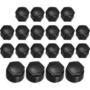 X AUTOHAUX 20pcs 17mm ID Wheel Lock Lug Bolt Nut Cover Caps Center Cover Bolt Locking Caps with Clip Tool Set for Audi Black