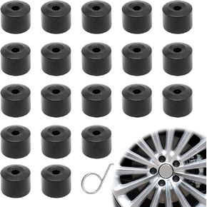 20pcs 17mm Wheel Bolt Lug Nut Cover Cap with Removal Tool Dismantle Compatible with VW Lug Nut Cover Jetta Beetle Passat GTI CC Wheel Bolt 1K0 601 173 (Black)