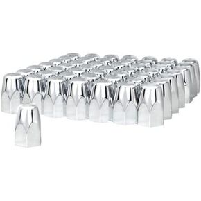 United Pacific 10084Cb - Wheel Lug Nut Cover Set - 1.5" X 2 3/4" Chrome Plastic Tall Nut Cover - Push-On (60 Pack)