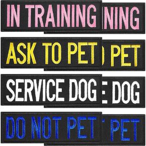 8 Pieces Service Dog Patches Colorful Dog Vest Harnesses Patches Do Not Pet Vest Patches Ask to Pet for Animal Tactical Harnesses Collars Leashes