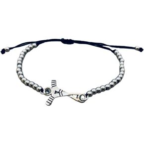 Sportybella Ice Hockey Bracelet, Silver Beaded Adjustable Hockey Jewelry Gifts for Women, Tees and Girls, Gift for Hockey Players