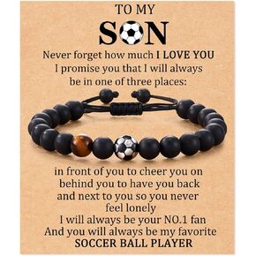 YANCHUN Baseball Coach Gifts Baseball Bracelet Soccer Bracelet Basketball Bracelet for Boys Adjustable Tiger Eye Bracelet Inspirational Gifts for Coach/My Son/Sports Fan
