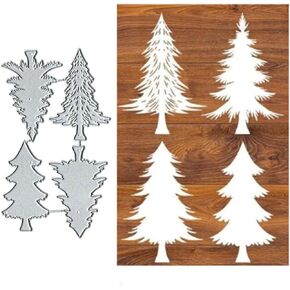 4Pcs Christmas Tree Metal Die Cuts for Card Making,Spring Pine Tree Card Cutting Dies Cut Stencils DIY Scrapbooking Album Decorative Embossing Paper Card Embossing Craft