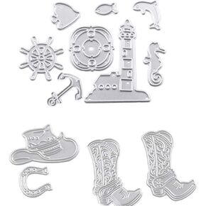 Cowboy Navigation Cutting Dies Stencil Metal Template Molds, Embossing Tool Die Cuts for Card Making Album Paper Scrapbooking DIY Etched Dies Craft