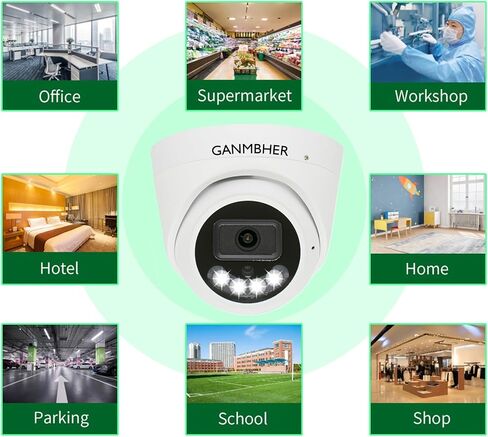 كاميرا GANMBHER 5MP POE IP في الهواء الطلق، كاميرا مراقبة قبة مع ميكروفون/صوت لأمن المنزل في الخارج، مقاومة للماء IP67، تسجيل 24/7، رؤية ليلية ملونة 100 قدم in Kuwait