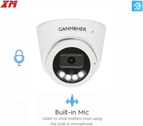 كاميرا GANMBHER 5MP POE IP في الهواء الطلق، كاميرا مراقبة قبة مع ميكروفون/صوت لأمن المنزل في الخارج، مقاومة للماء IP67، تسجيل 24/7، رؤية ليلية ملونة 100 قدم in Kuwait