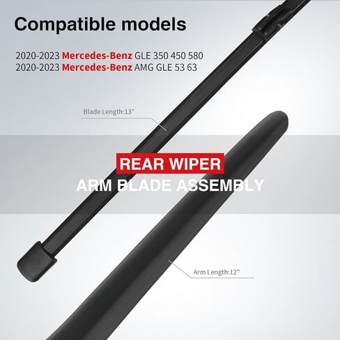 OTUAYAUTO Rear Windshield Wiper Arm Blade Assembly - Replacement for Mercedes-Benz GLC 300 AMG GLC 43 63, GLB 250 AMG GLB 35, GLS 450 580 2020-2023 Back Wiper Accessories Parts in Kuwait