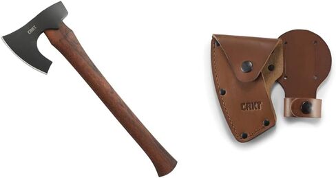 CRKT Freyr Axe: Outdoor Axe with Deep Beard Design, Forged Carbon Steel Blade, and Hickory Wooden Handle 2746 & CRKT T-Hawk Leather Sheath Mask for use, Kangee & Nobo Tomahawks D2730-1 in Saudi Arabia