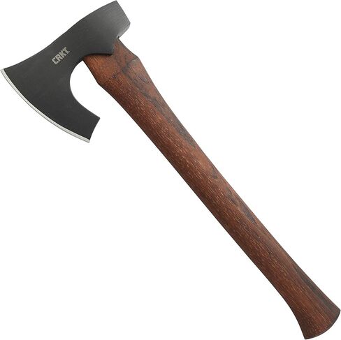 فأس CRKT Freyr: فأس خارجي بتصميم لحية عميقة، وشفرة فولاذية كربونية مُشكَّلة، ومقبض خشبي هيكوري 2746 وقناع غمد جلدي CRKT T-Hawk للاستخدام، Kangee & Nobo Tomahawks D2730-1 in Kuwait