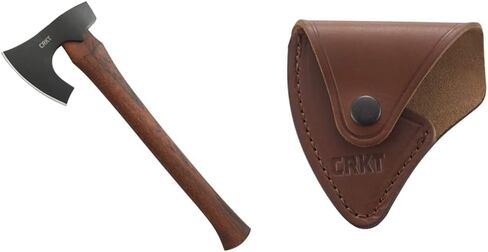 CRKT Freyr Axe: Outdoor Axe with Deep Beard Design, Forged Carbon Steel Blade, and Hickory Wooden Handle 2746 & CRKT T-Hawk Leather Sheath Mask for use, Kangee & Nobo Tomahawks D2730-1 in Saudi Arabia