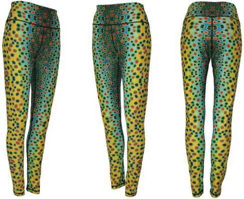 Fincognito Brown Trout All Sport Leggings, Green/Yellow, Large in Saudi Arabia