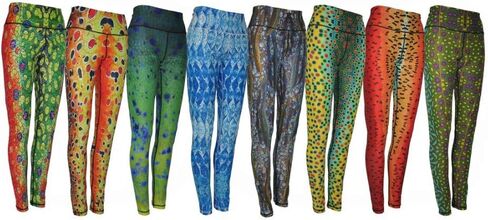 Fincognito Brown Trout All Sport Leggings, Green/Yellow, Large in Saudi Arabia
