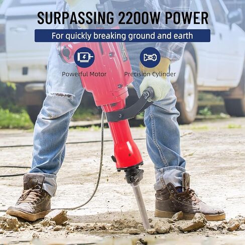GAOMON 3600W Demolition Electric Jack Hammer with 6pcs Chisels Bit Set, Concrete Breaker Tool Kit Heavy Duty Power Hammer in Saudi Arabia