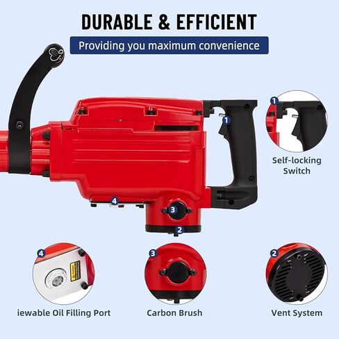 GAOMON 3600W Demolition Electric Jack Hammer with 6pcs Chisels Bit Set, Concrete Breaker Tool Kit Heavy Duty Power Hammer in Saudi Arabia