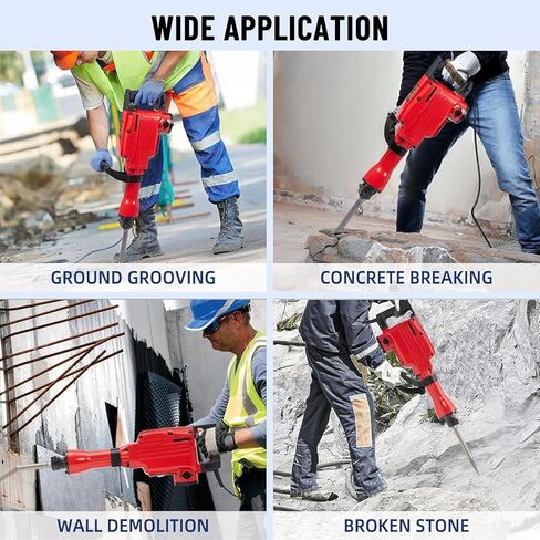 GAOMON 3600W Demolition Electric Jack Hammer with 6pcs Chisels Bit Set, Concrete Breaker Tool Kit Heavy Duty Power Hammer in Saudi Arabia