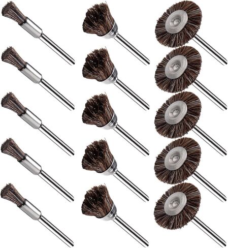 EASYIKI 15 Pieces Horse Brushes, Mini Brush Wheel, Polishing Wheel Kits for Dremel Rotary Tools (1/8 Inch Mandrel) in Saudi Arabia