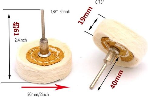 Chiloskit 2Pcs 2" Cloth Polishing Mop Wheel Buffing Wheel Grinding Head Set For Rotary Abrasive Tools Accessories, 1/8 Mandrel Compatible with Most Rotary Accessories (White Cloth) in Saudi Arabia